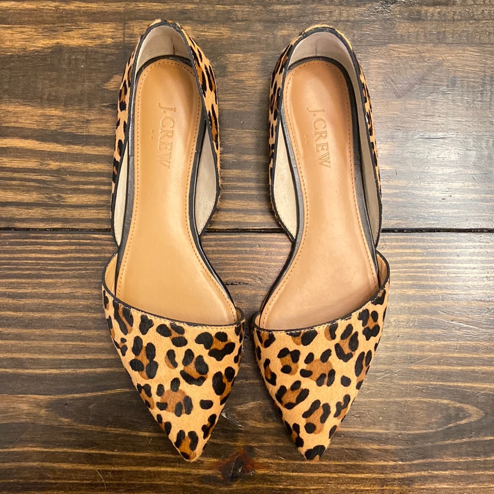 J. Crew Zoe Calf Hair D’orsay Leopard Flats